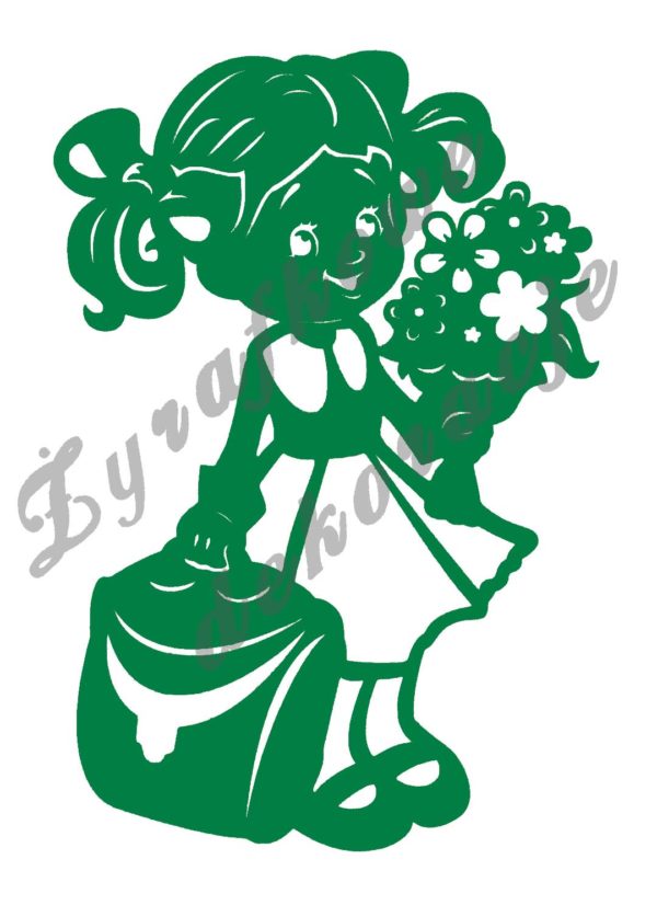 Dziewczynka z kwiatami zielona
