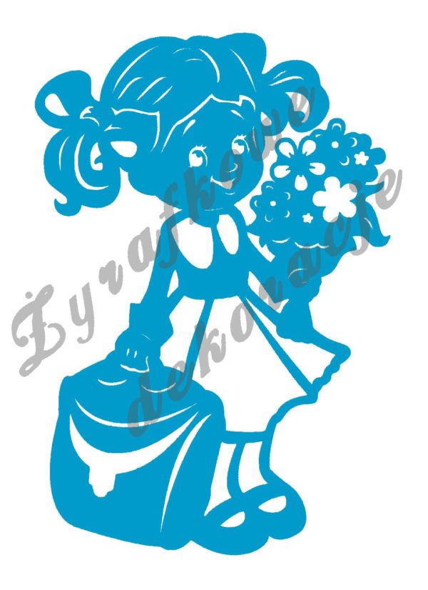 Dziewczynka z kwiatami niebieska