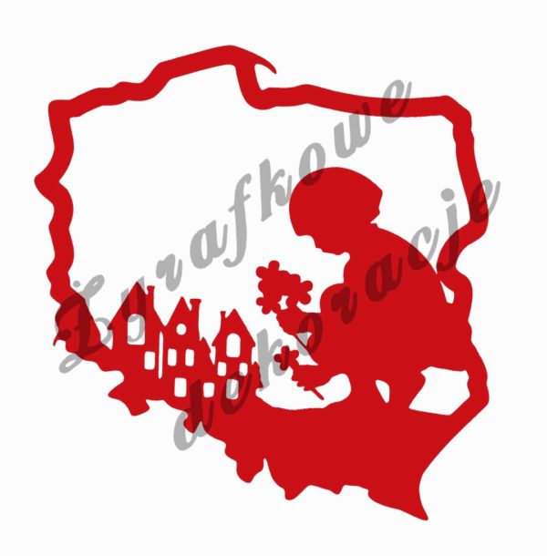 Mapa Polski-Wolna Niepodległa czerwona