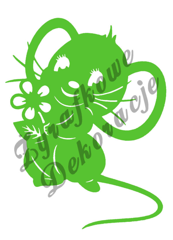 Mysz z kwiatkiem zielony jasny