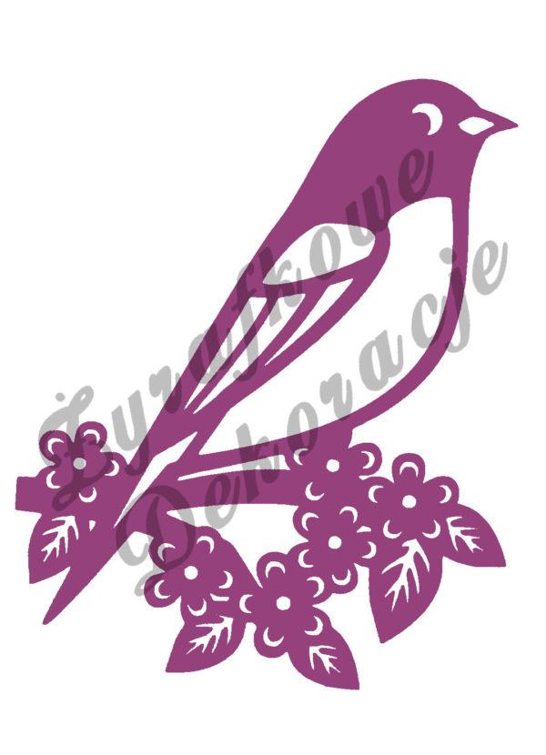 Ptak na gałęzi fioletowy