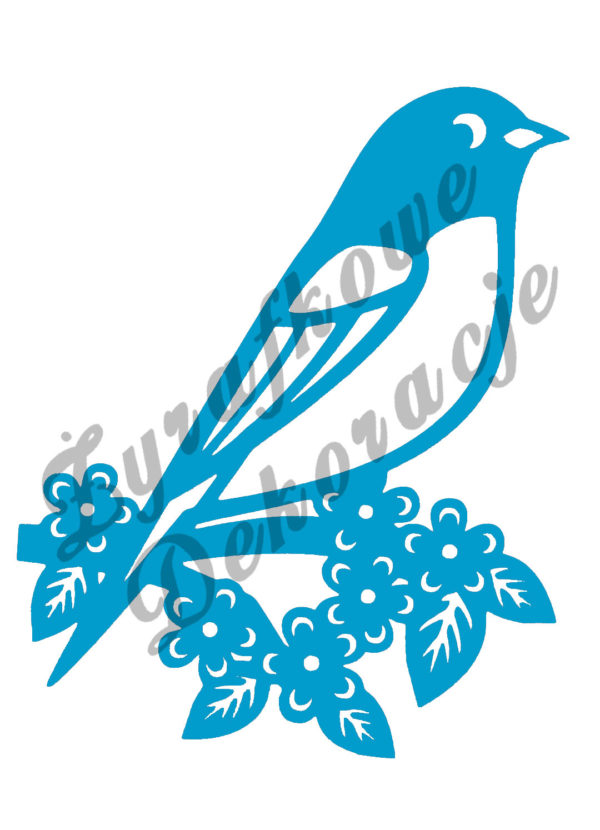 Ptak na gałęzi niebieski