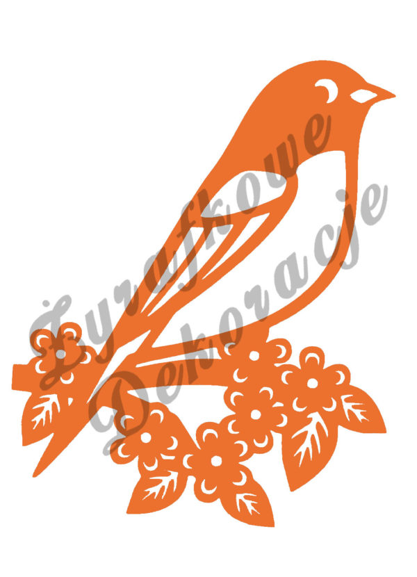 Ptak na gałęzi pomarańczowy