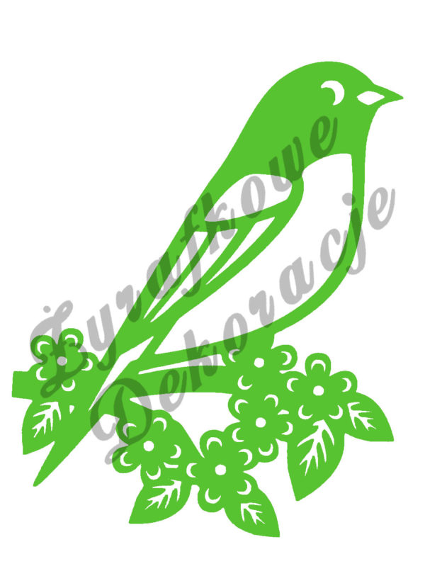 Ptak na gałęzi zielony jasny