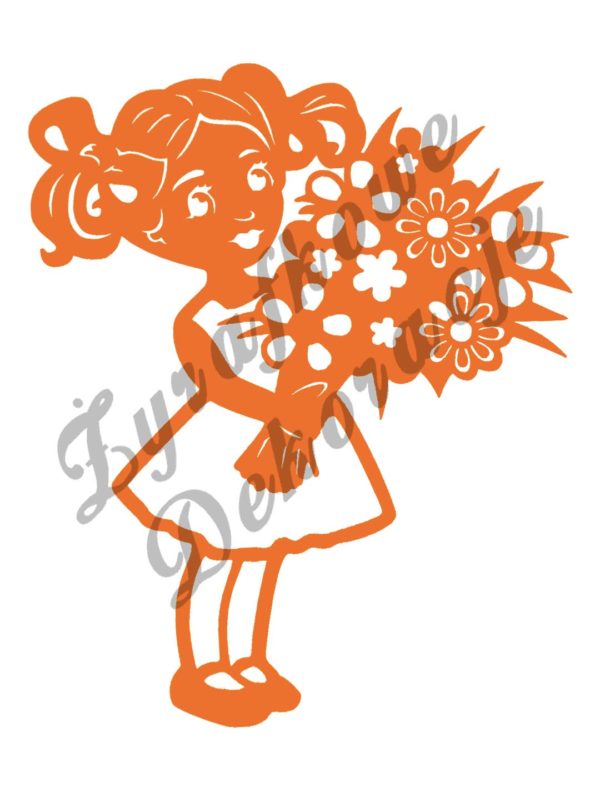 Dziewczynka z bukietem kwiatów pomarańczowy