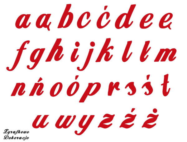 Napis dowolny czcionka Ornamental małe litery czerwony