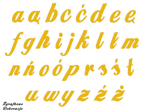 Napis dowolny czcionka Ornamental małe litery żółty
