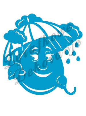 Kropla deszczu z parasolem niebieski
