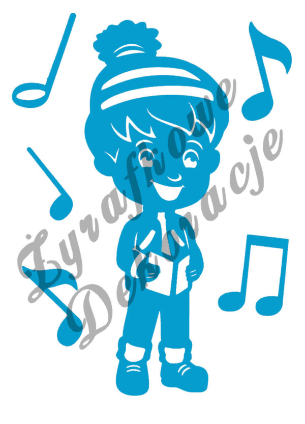 Chłopiec śpiewający kolędy niebieski