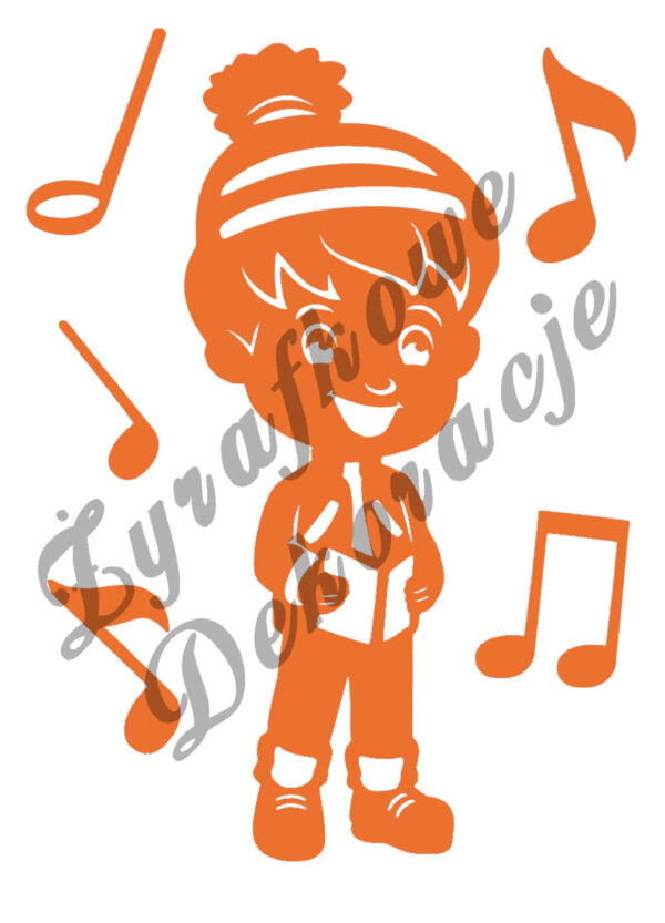 Chłopiec śpiewający kolędy pomarańczowy