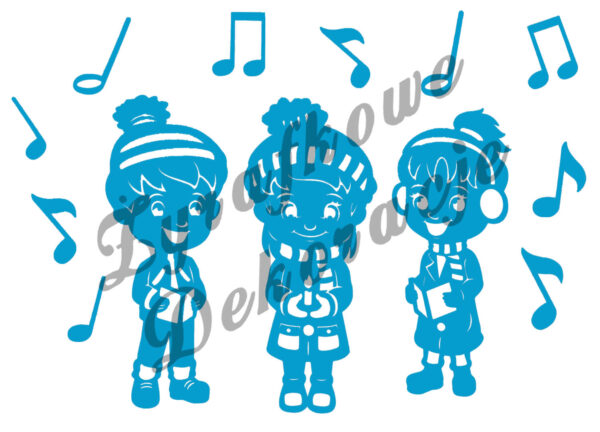 Dzieci śpiewające kolędy niebieski